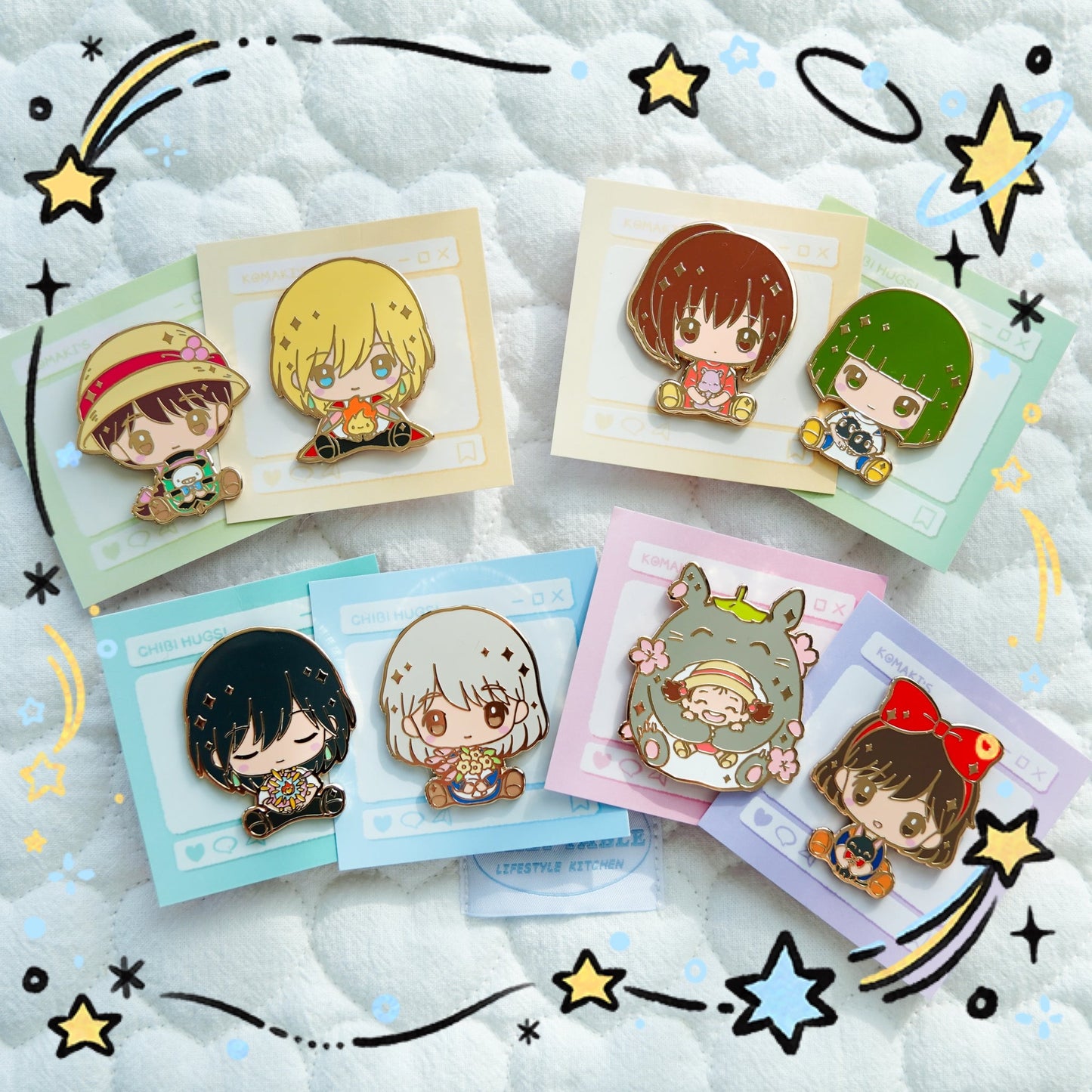 Nostalgia Movie Series Chibi Hug Enamel Pins – Howl & More