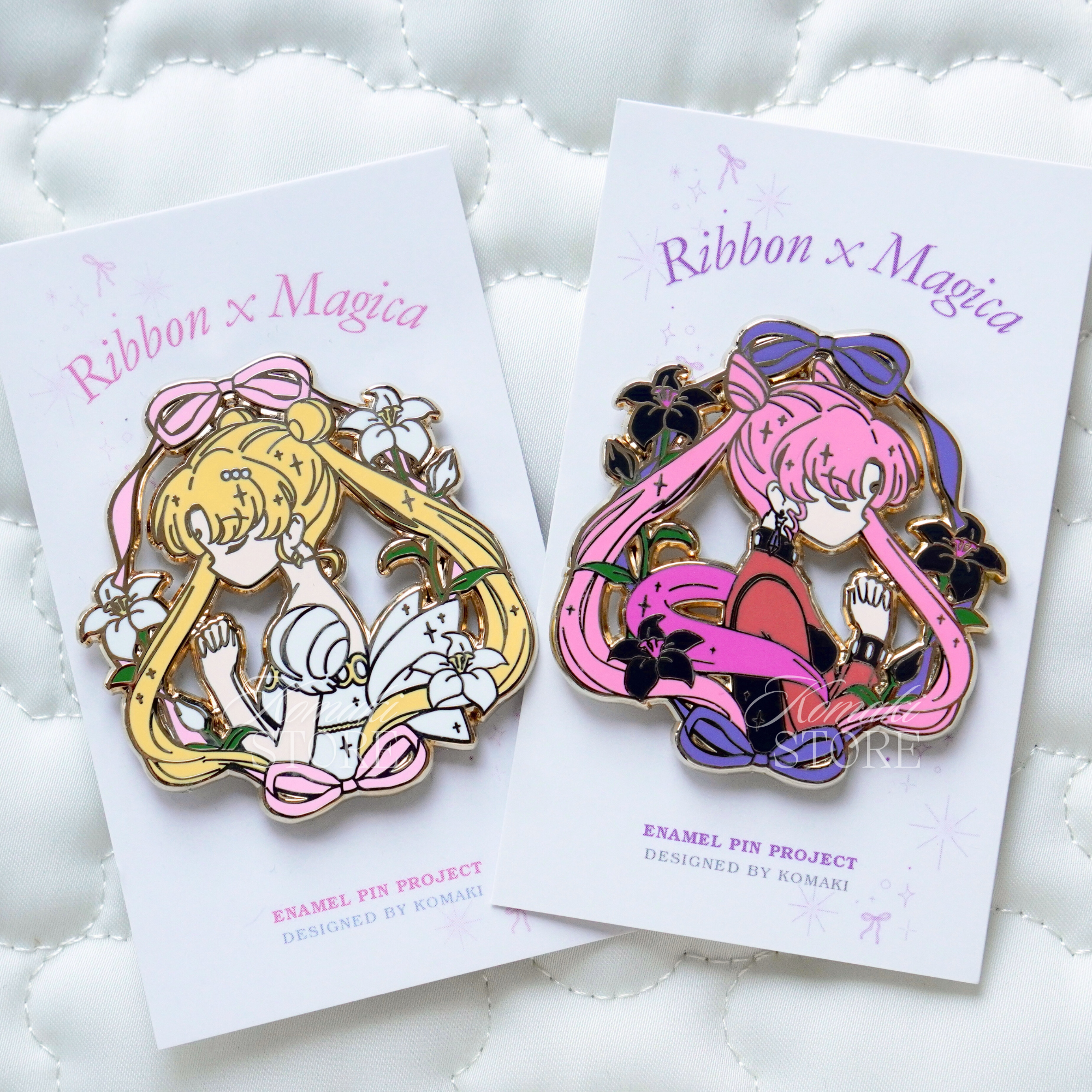 Princess Serenity & Black Lady Ribbon x Magica Enamel Pin Set | Anime ...