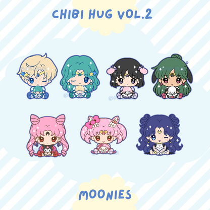 Moonie Series x Sanrio Chibi Hug Enamel Pins – Outer Scouts, Chibiusa, Black Lady & Human Luna