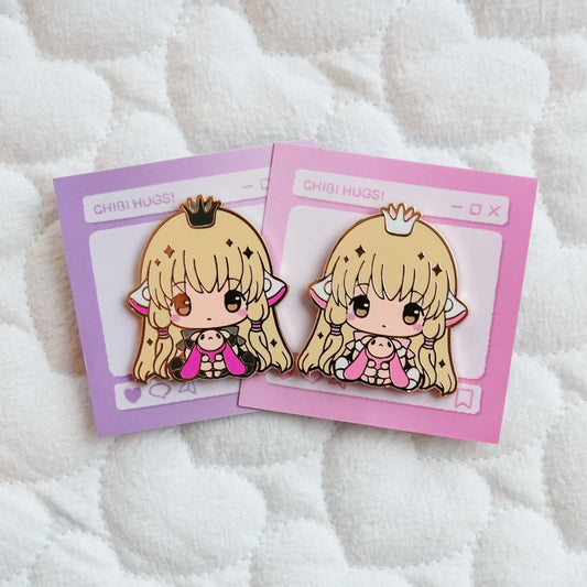 Chobits Chibi Hug Enamel Pins – Chii & Freya
