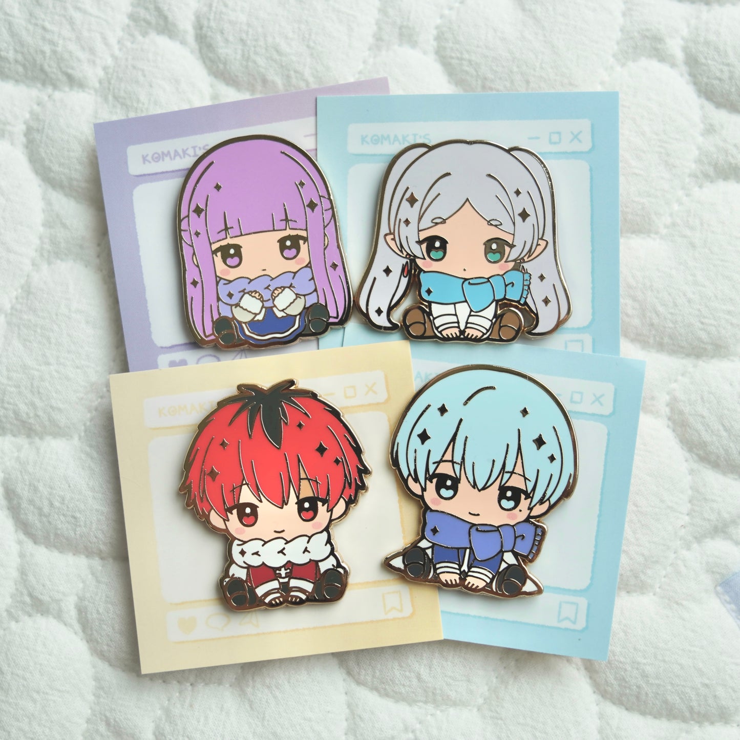 Frieren Chibi Hug Enamel Pins – Frieren, Himmel, Fern & Stark