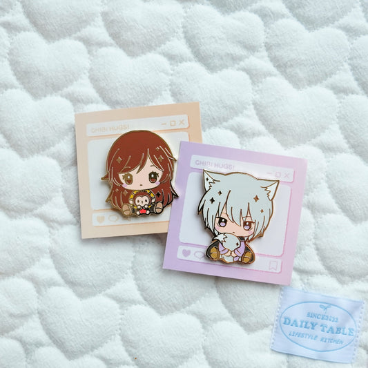 Kamisama Kiss Chibi Hug Enamel Pins – Nanami & Tomoe