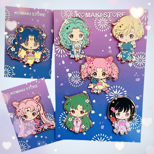 Yukata Girls Enamel Pin Series - Outer Scouts / Wicked Lady / Luna / Moonie