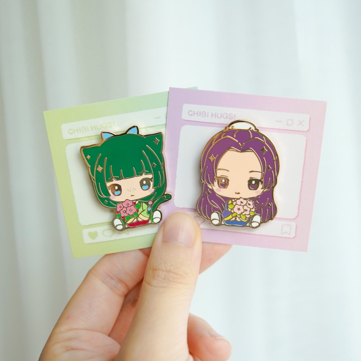 The Apothecary Diaries Chibi Hug Enamel Pins – Maomao & Jinshi
