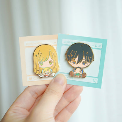 My Love Story with Yamada-kun at Lv999 Chibi Hug Enamel Pins – Akane & Yamada