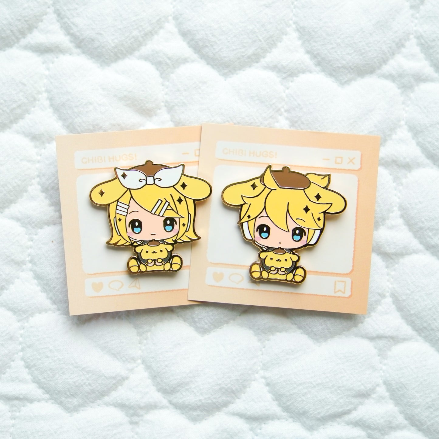 Vocaloid Chibi Hug Enamel Pins – Rin & Len