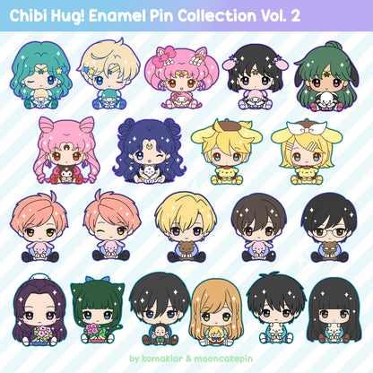 Moonie Series x Sanrio Chibi Hug Enamel Pins – Outer Scouts, Chibiusa, Black Lady & Human Luna