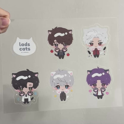 LADS Cats Clear Sticker Sheet – Xavier, Rafayel, Zayne, Sylus & Caleb