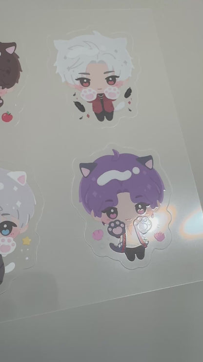 LADS Cats Clear Sticker Sheet – Xavier, Rafayel, Zayne, Sylus & Caleb