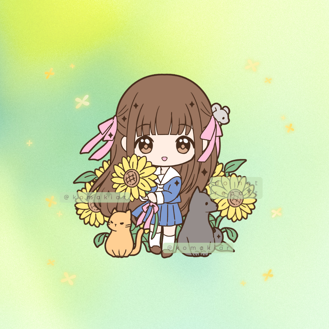 Fruits Basket inspired enamel pin – Tohru with sunflowers