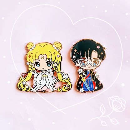 Yukata Girls Enamel Pin Series - Princess Serenity / Prince Endymion / Moonie